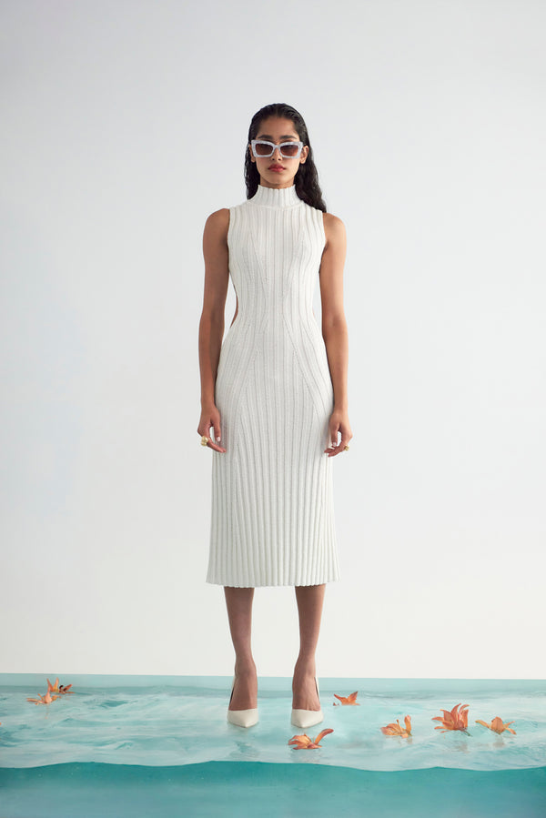 LEOLA KNIT DRESS - OFF WHITE