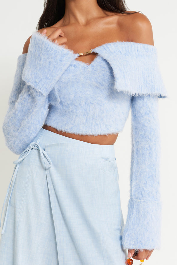 AUDIE KNIT TOP - ICE BLUE