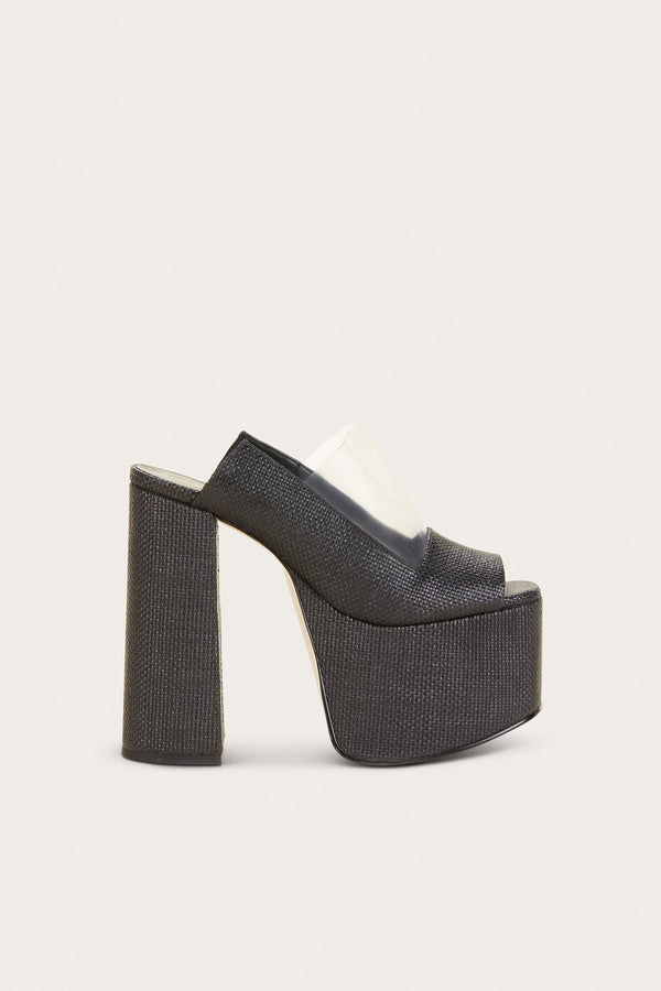 ZIGGY PLATFORM - BLACK RAFFIA