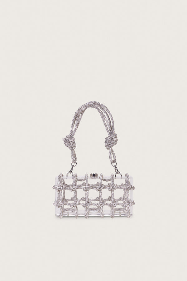 BESS RHINESTONE SHOULDER BAG - CLEAR