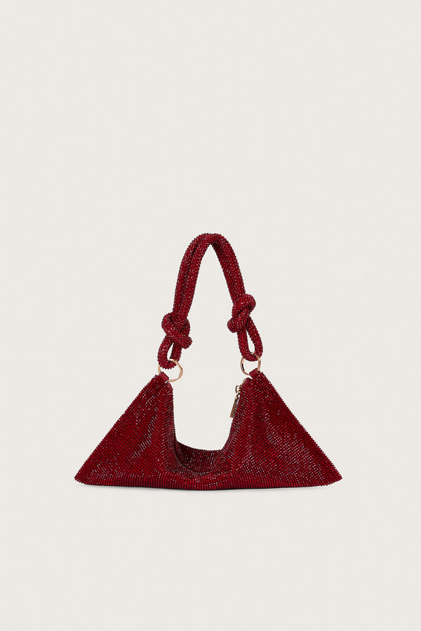 HERA NANO RHINESTONE SHOULDER BAG - SCARLET