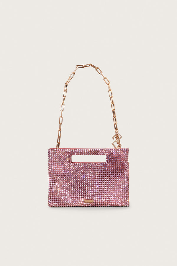 LUCINDA MINI RHINESTONE SHOULDER BAG - AZALEA