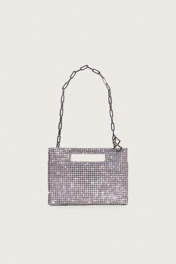 LUCINDA MINI RHINESTONE SHOULDER BAG - CLEAR